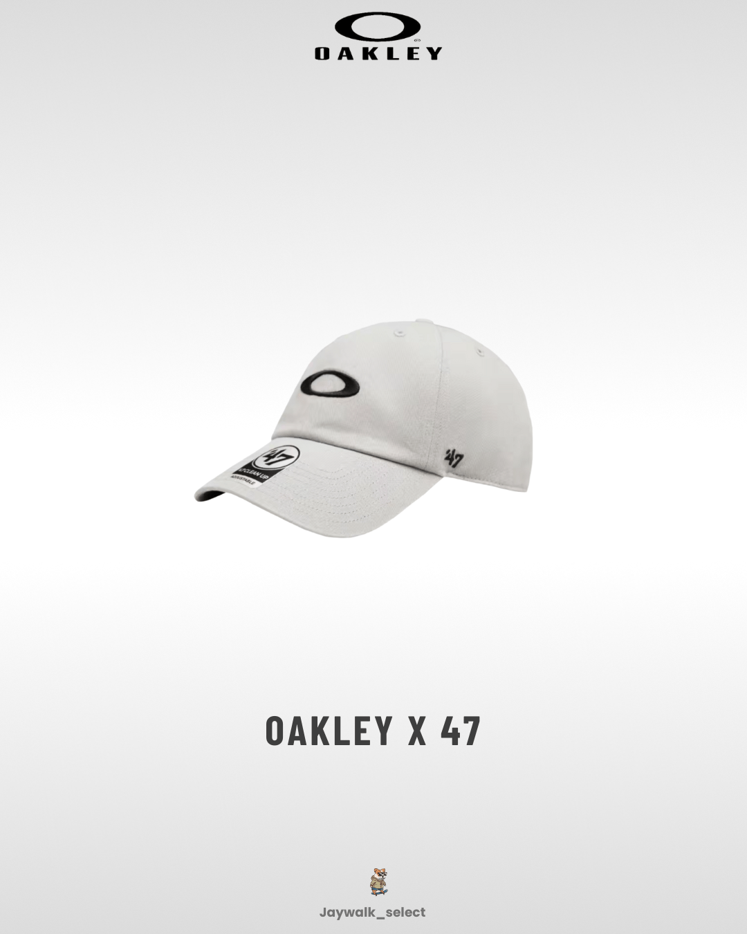 Oakley 歐克利 x 47brand 聯名 Logo 刺繡 鴨舌帽 淺灰色
