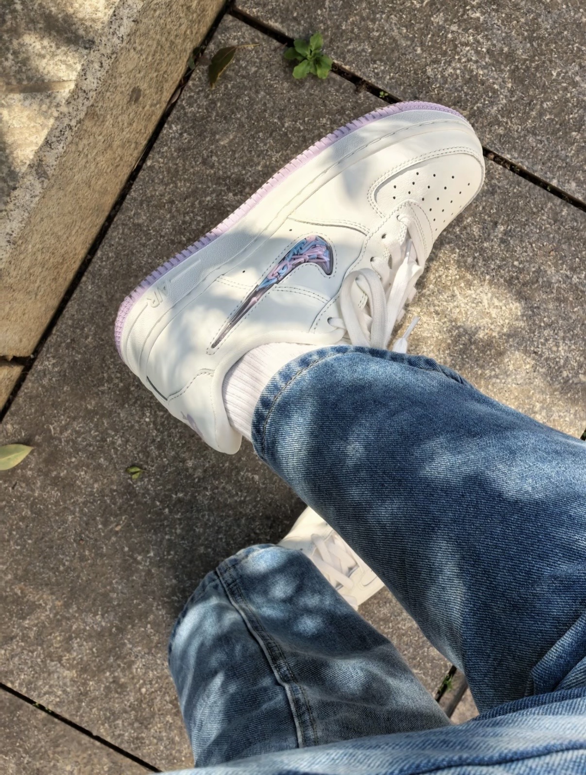 Nike Air Force 1 透明Swoosh 小勾勾 香芋奶白 IQ9795-151 女款