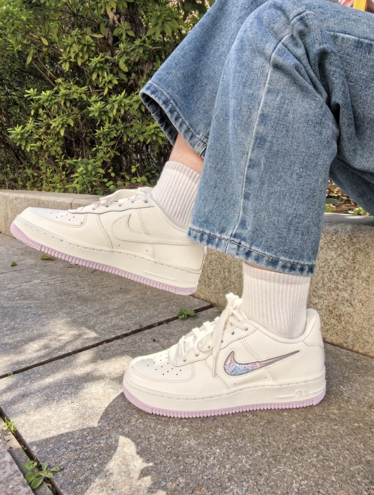 Nike Air Force 1 透明Swoosh 小勾勾 香芋奶白 IQ9795-151 女款
