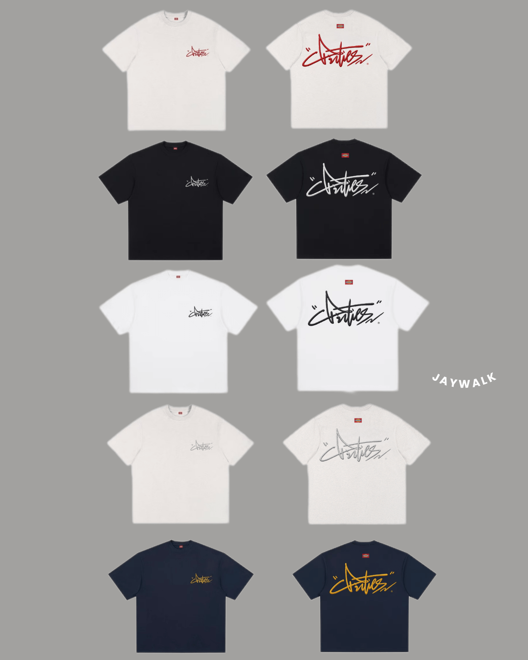 Dickies 刺繡小字 背後草寫 美式復古 短袖棉T 黑色/白色/花灰/藏青/花灰紅