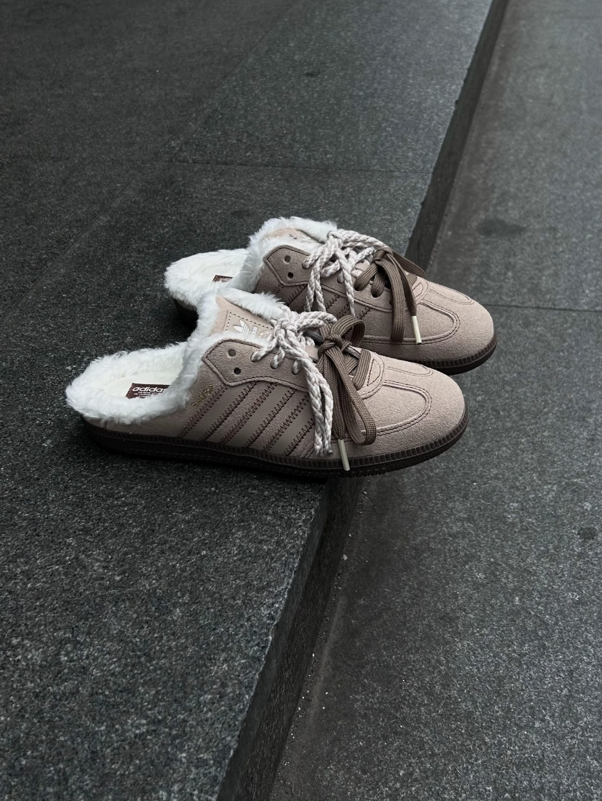 Adidas Samba Mule 毛絨 Miu風 雙鞋帶 穆勒 懶人鞋 HP5055