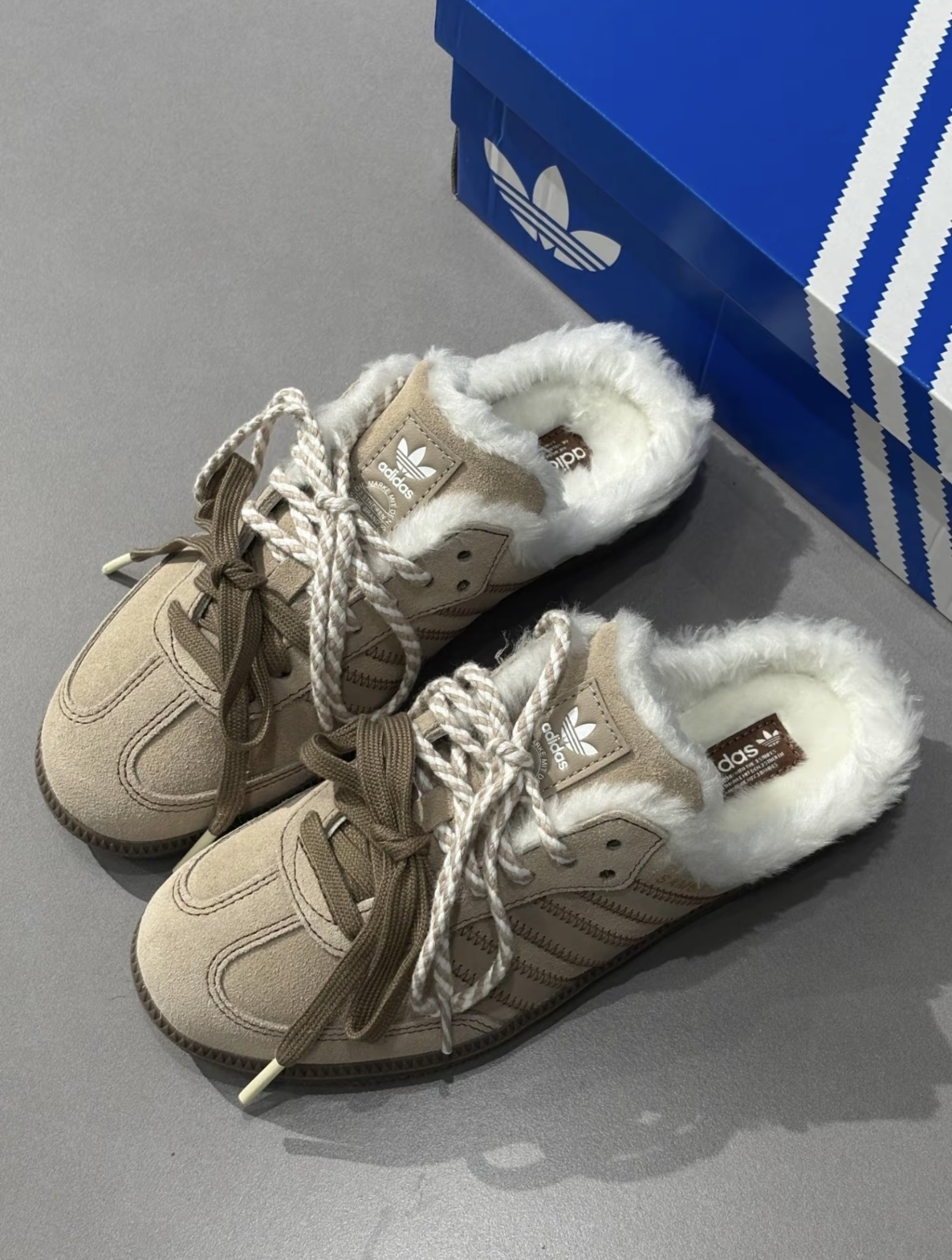 Adidas Samba Mule 毛絨 Miu風 雙鞋帶 穆勒 懶人鞋 HP5055