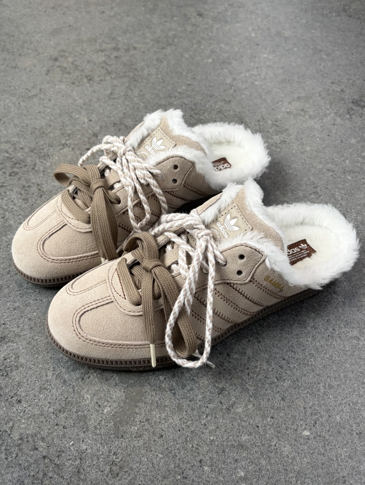Adidas Samba Mule 毛絨 Miu風 雙鞋帶 穆勒 懶人鞋 HP5055