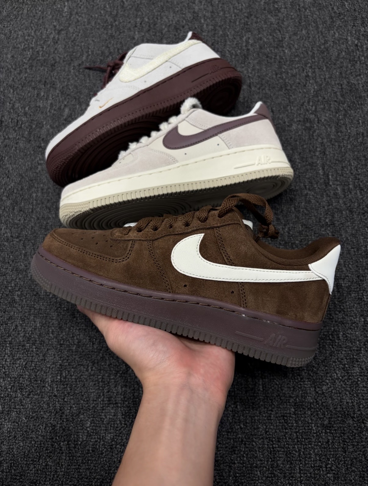 Nike Air Force 1 Low "cacao brown" 麂皮棕空軍 米白Swoosh IQ0136-200