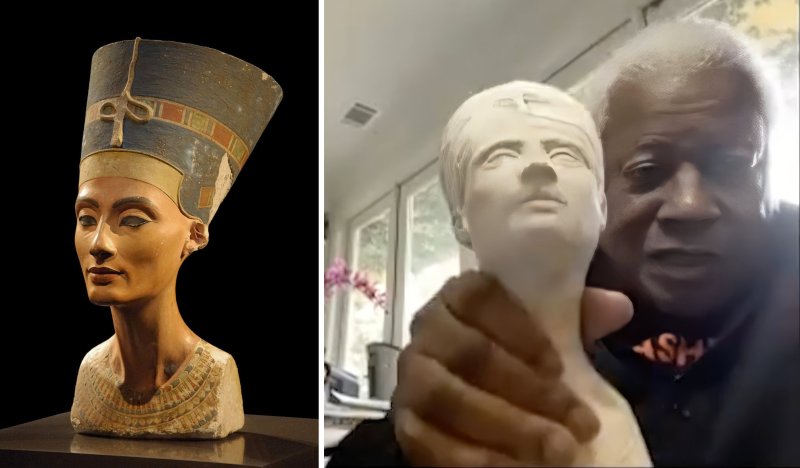 ベルリン美術館にあるネフェルティティの胸像とウェイン・ショーターが15歳の時に作った複製
