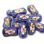 Cloisonne Bone Shaped Beads with Colorful Flowers CL-190