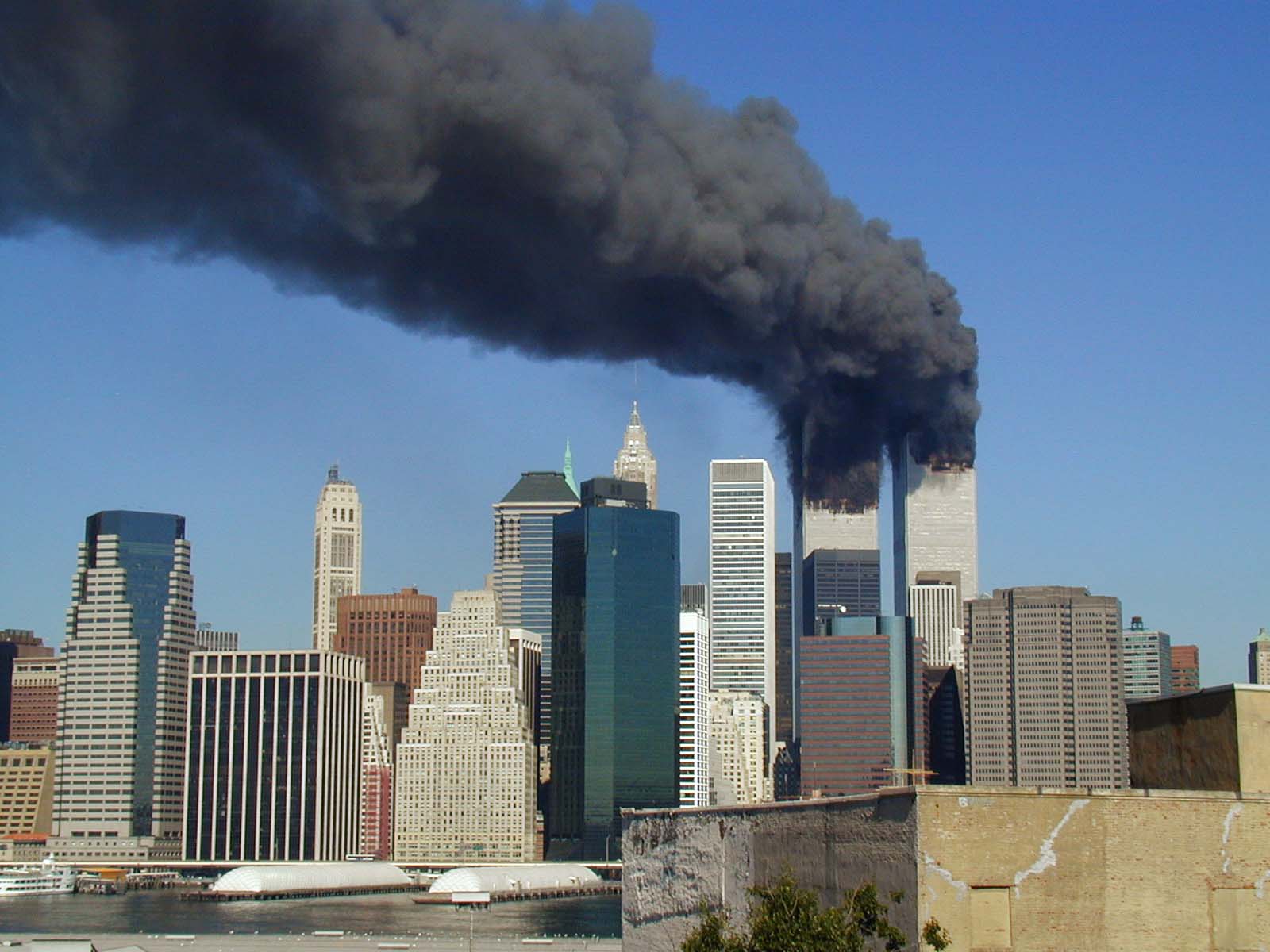 The World Trade Center in New York City before its collapse, September 11, 2001
