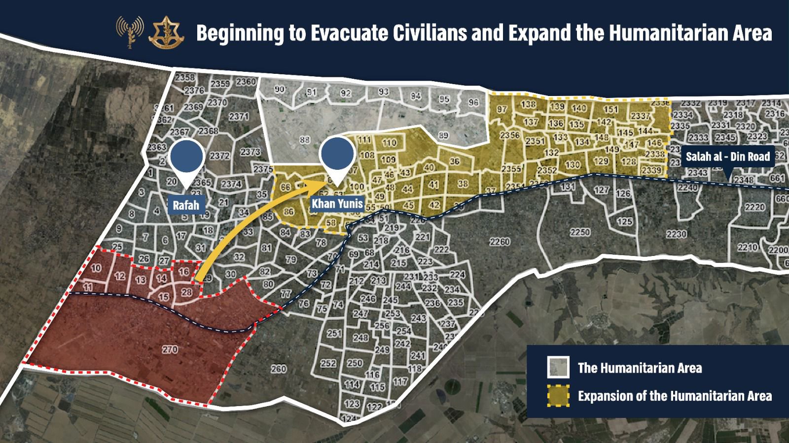 An IDF map of the civilian evacuation of Rafah
