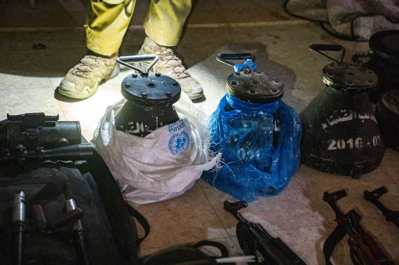 Weapons found by the IDF in Gaza, some of them inside UNRWA bags