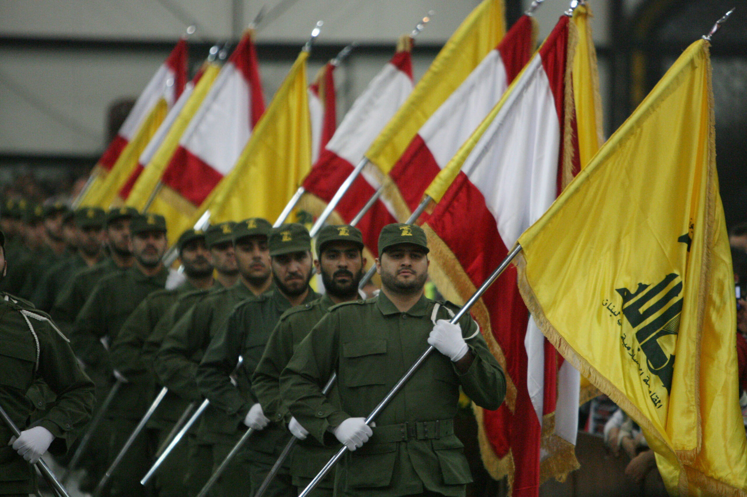 Hizbullah forces at a ceremony