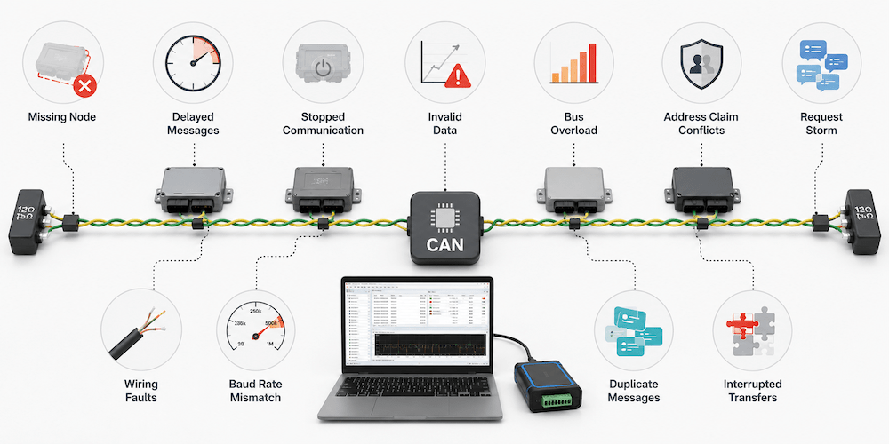 Testing CAN Bus Devices by Simulating Real-World Network Failures