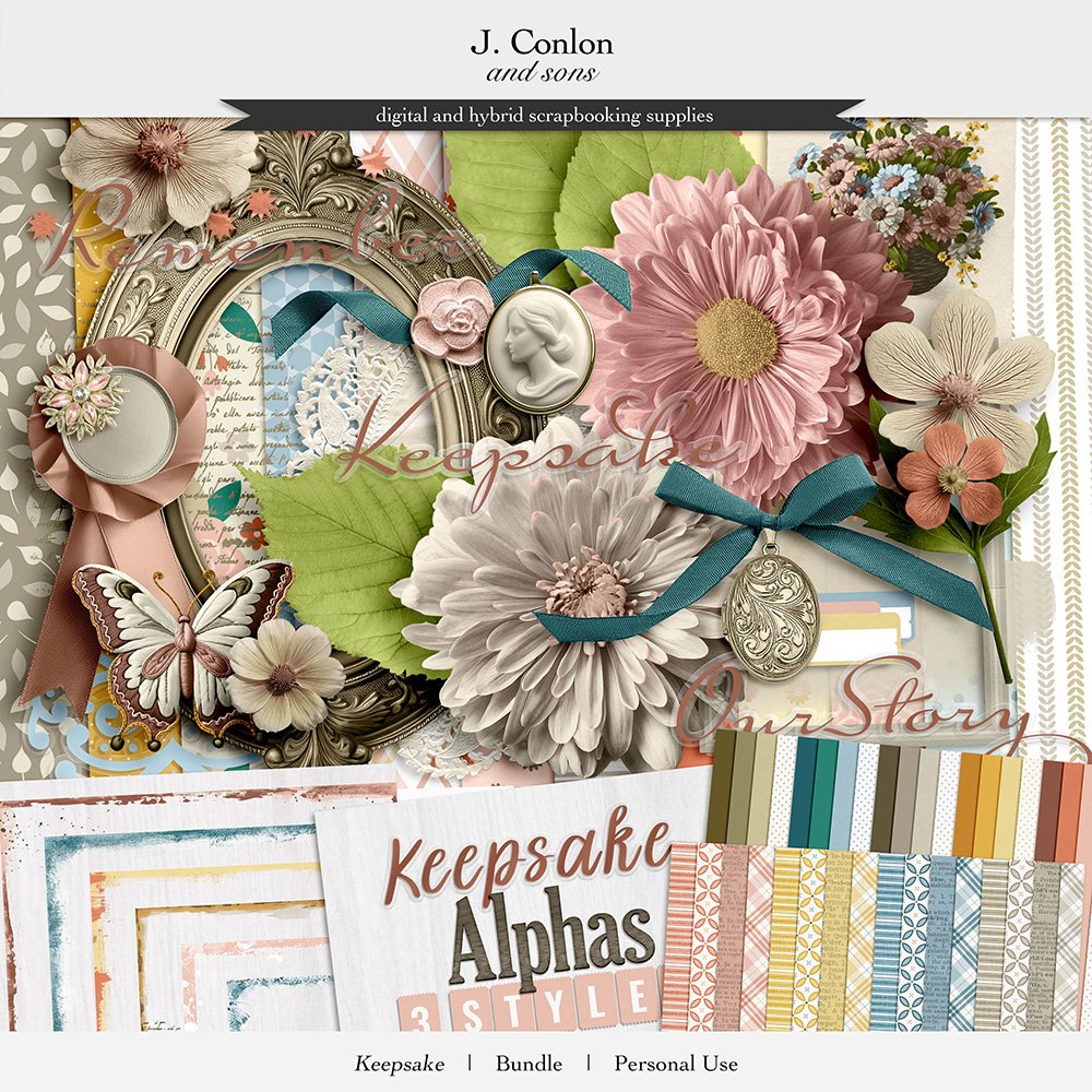 Keepsake digital scrapbooking bundle