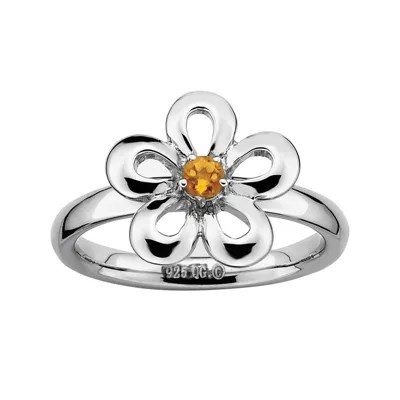Sterling Silver Stackable Expressions Garnet Flower Ring - Mobile Minimal Illustrations for Desktop