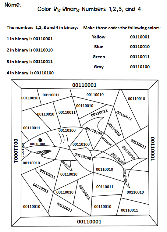 The content looks first at binary numbers, . Color By Binary Numbers Shark Coloring Pages Jdaniel4s Mom