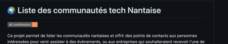Visualisation du nombre de contributeurs sur ce projet