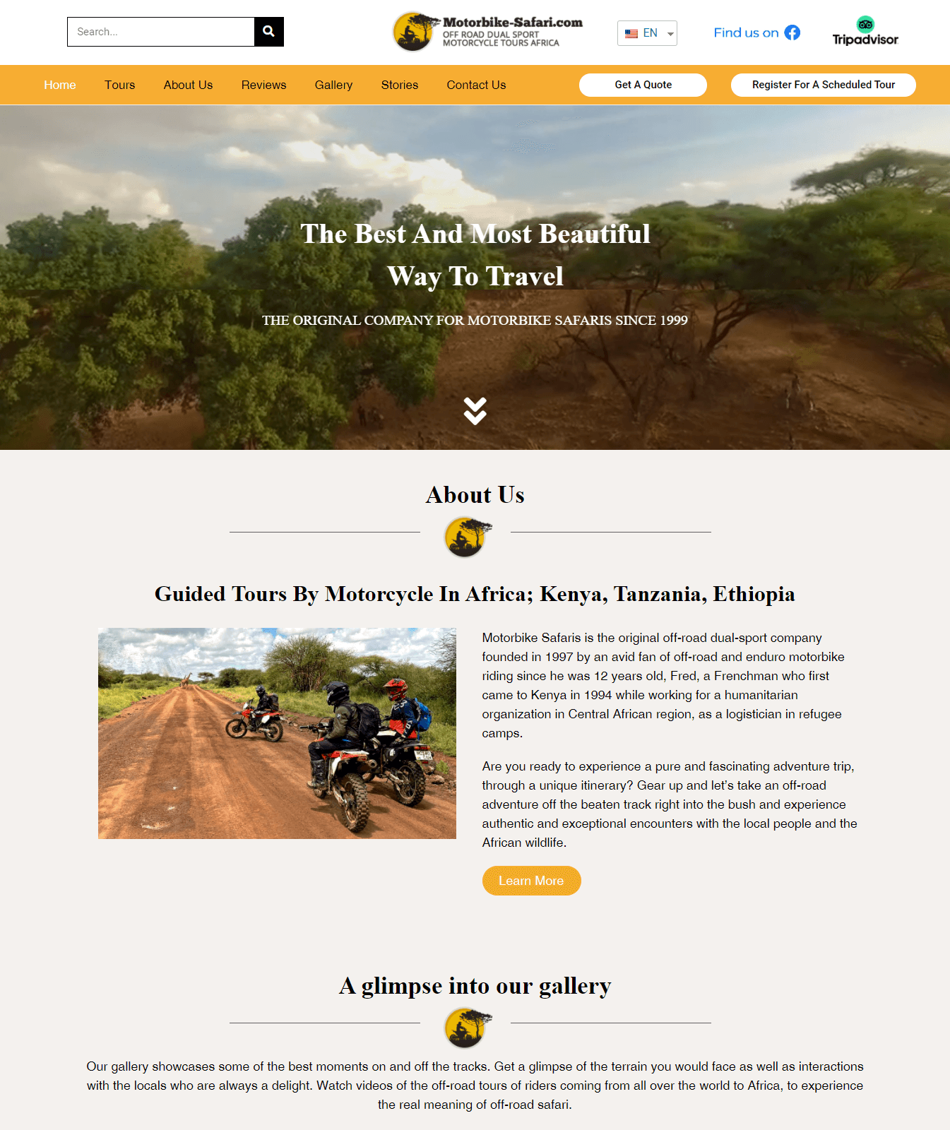 Motorbike Safaris - website designed by Jeder Agency