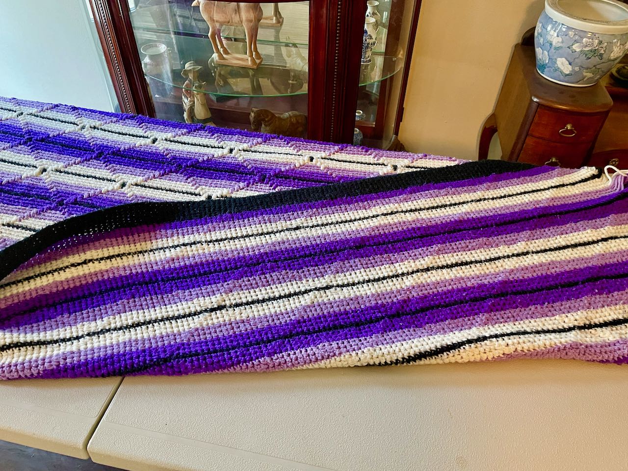 Afghan - Purple, Lavender, Black & White