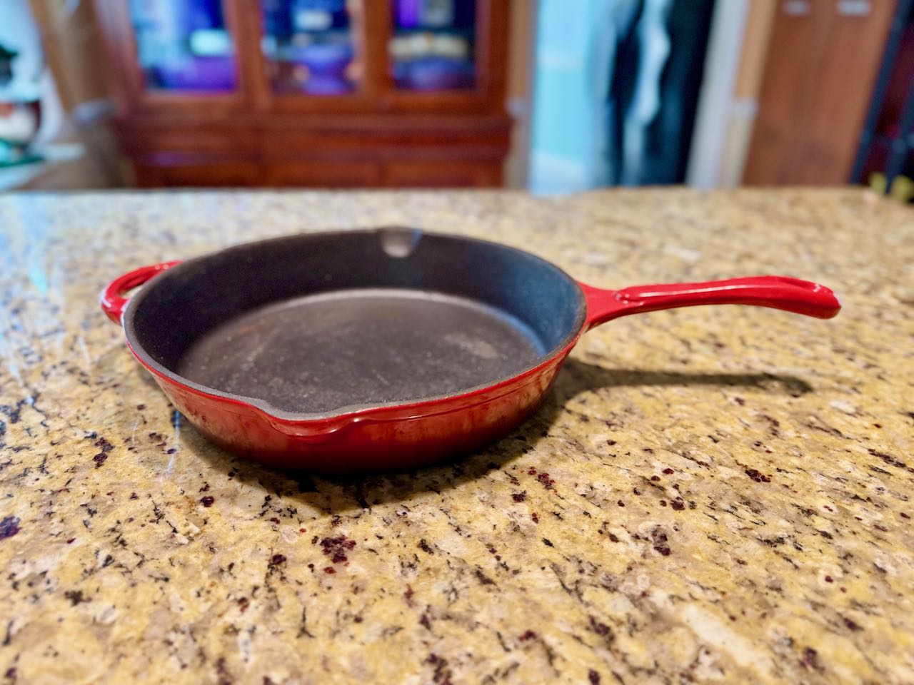 Red Enamel Cast Iron Skillet