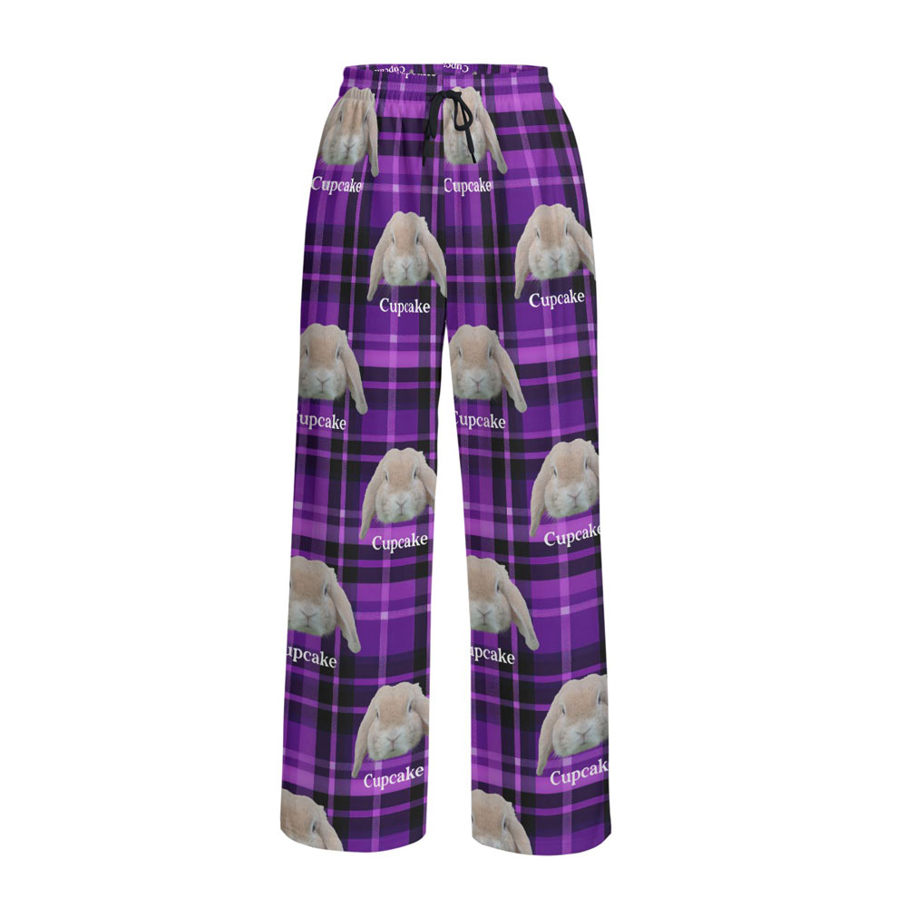 Purple Plaid Personalized Pet Lounge Pants