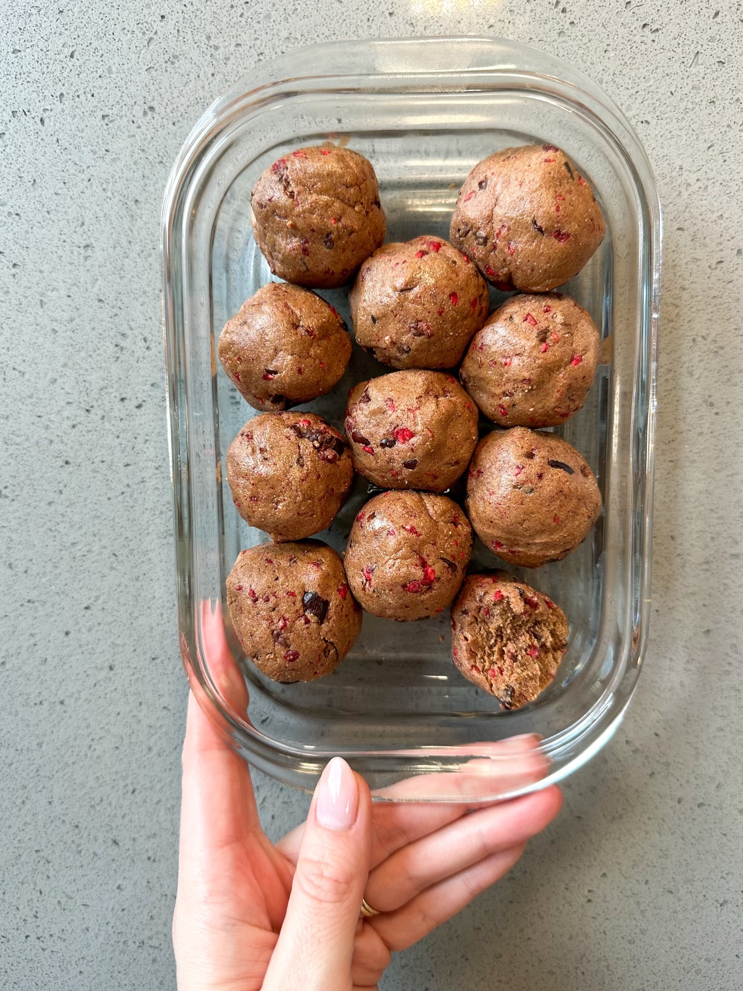 chocolate raspberry protein balls