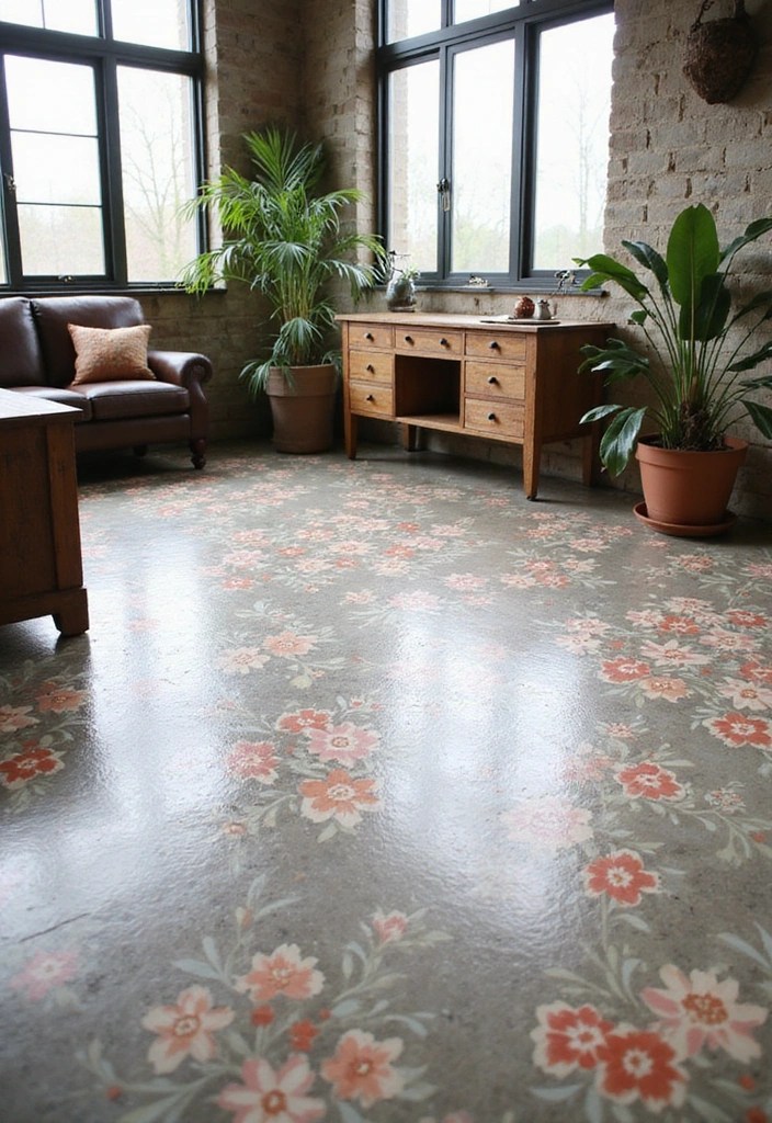 12 DIY Farmhouse Flooring Ideas That Are So Easy, You’ll Want to Start Today! - 10. Stenciled Concrete