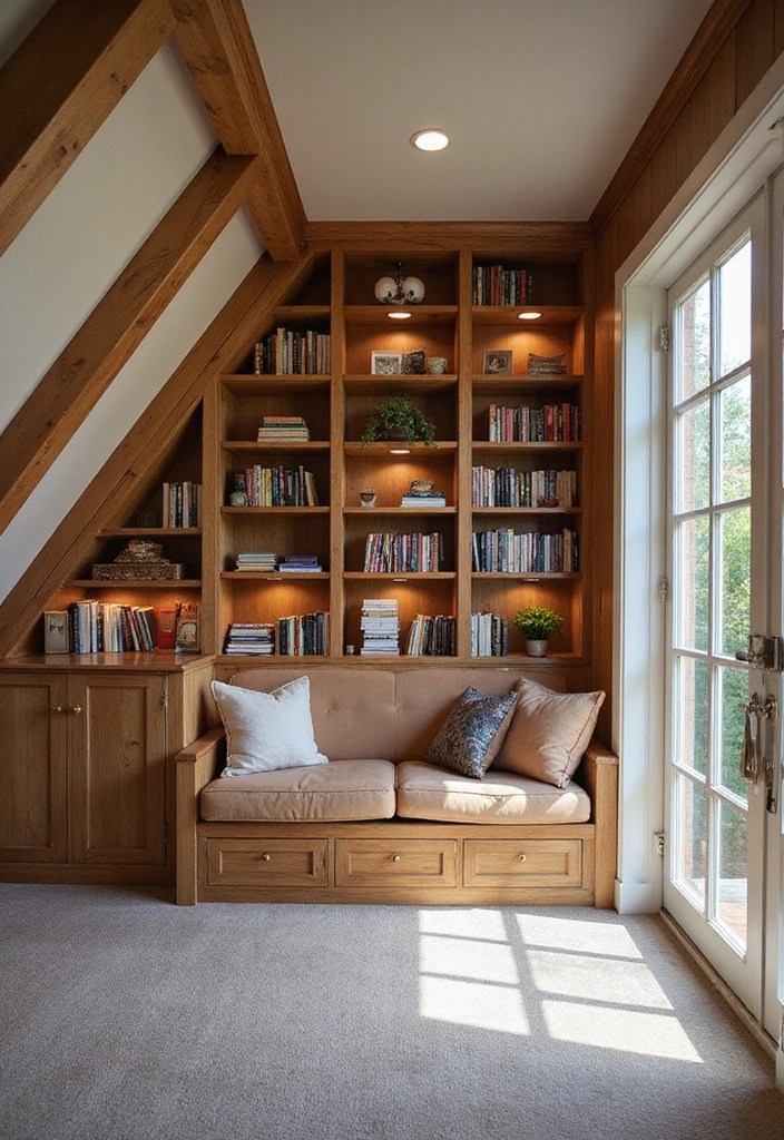 12 Creative Attic Designs That Turn Unused Space into a Dream Library! - 12. The Custom Built-In Library