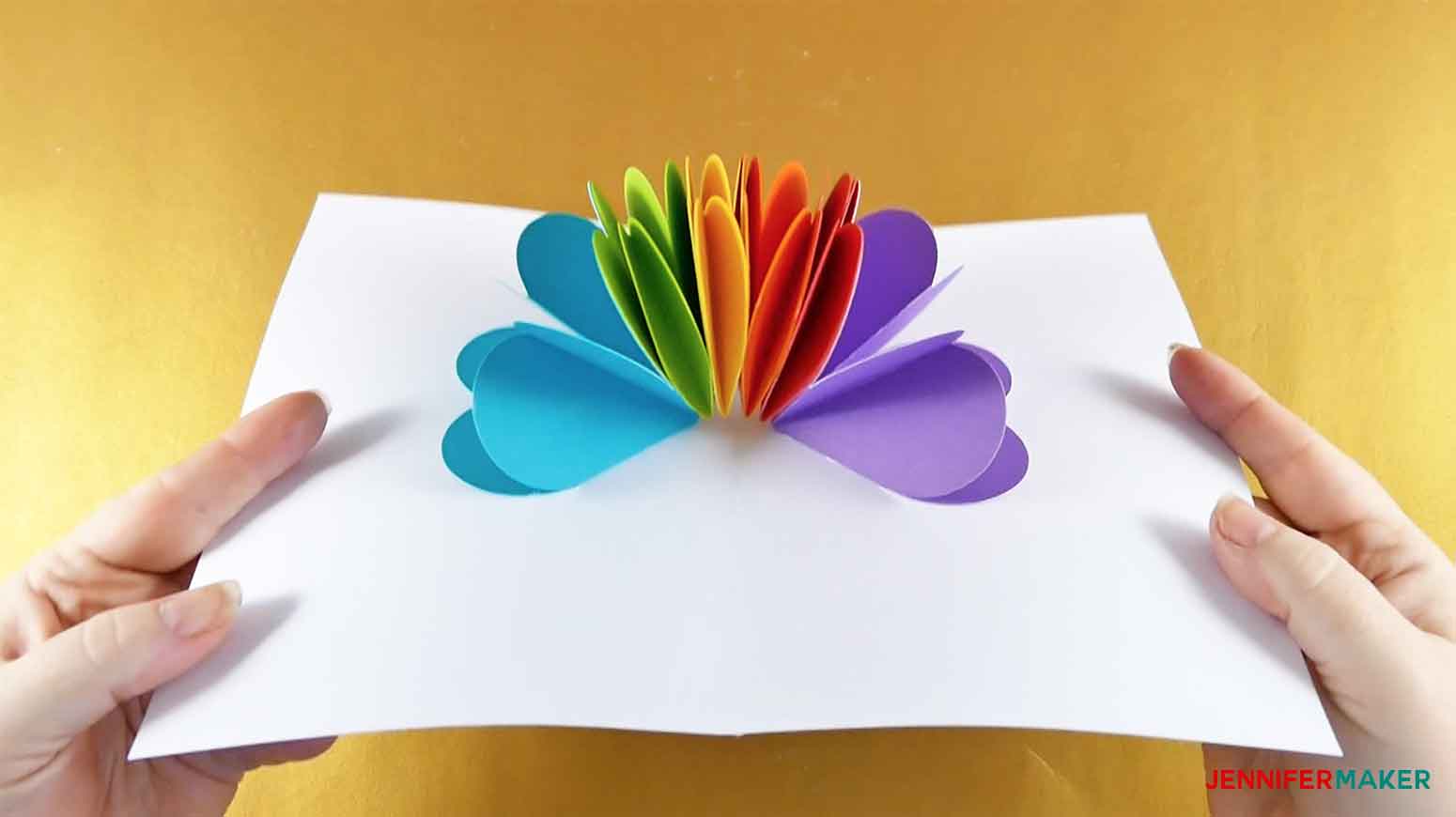 Make a pop-up heart rainbow card