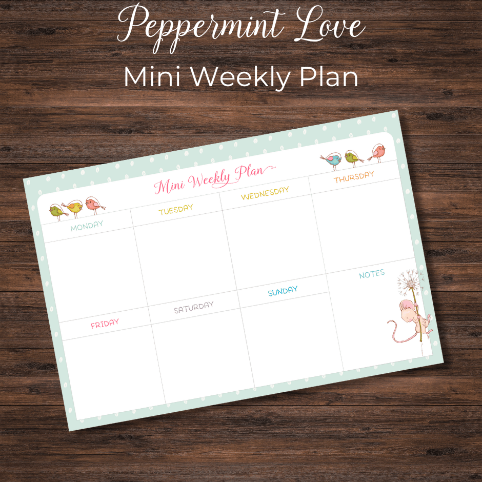 Peppermint Love Mini Weekly Desk Pad (52 Weeks!)