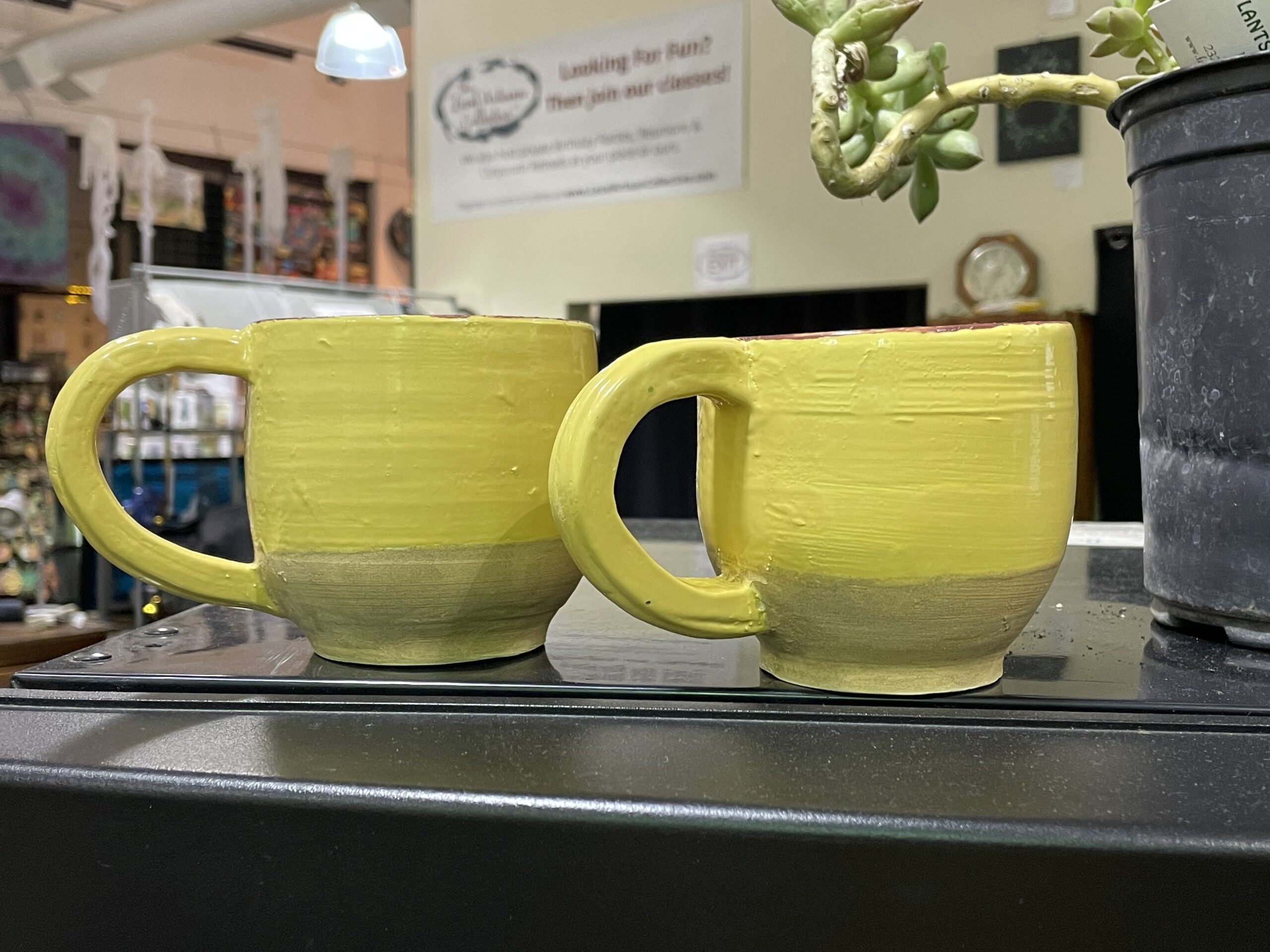 Couples Mugs, matching mugs, yellow mugs, coffee mugs, handmade ceramic pottery