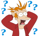 Fry from the Simpsons in a panic because of alumni surveys and research