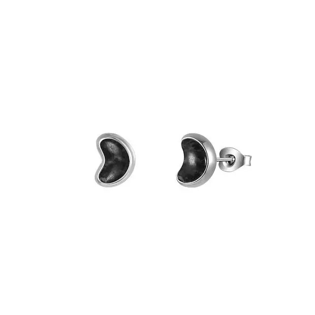 Jersey black granite bean studs -BGBS01