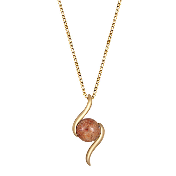 9ct Gold Jersey Pink Granite Double Swirl Pendant -700369