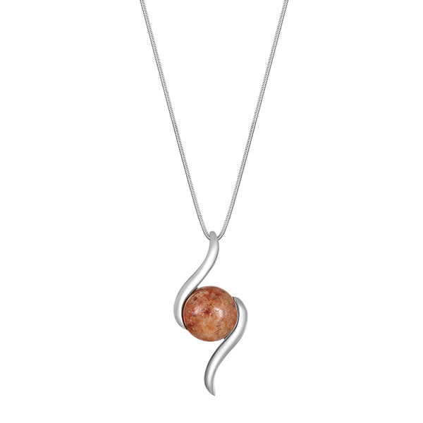 Jersey Pink Granite Double Swirl Necklace – 103405