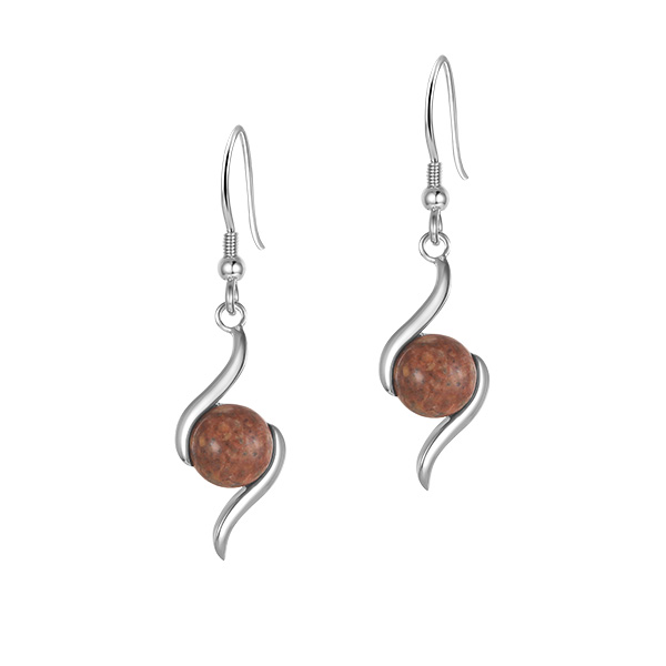 Jersey Pink Granite Double Swirl Drop Earrings – 103407