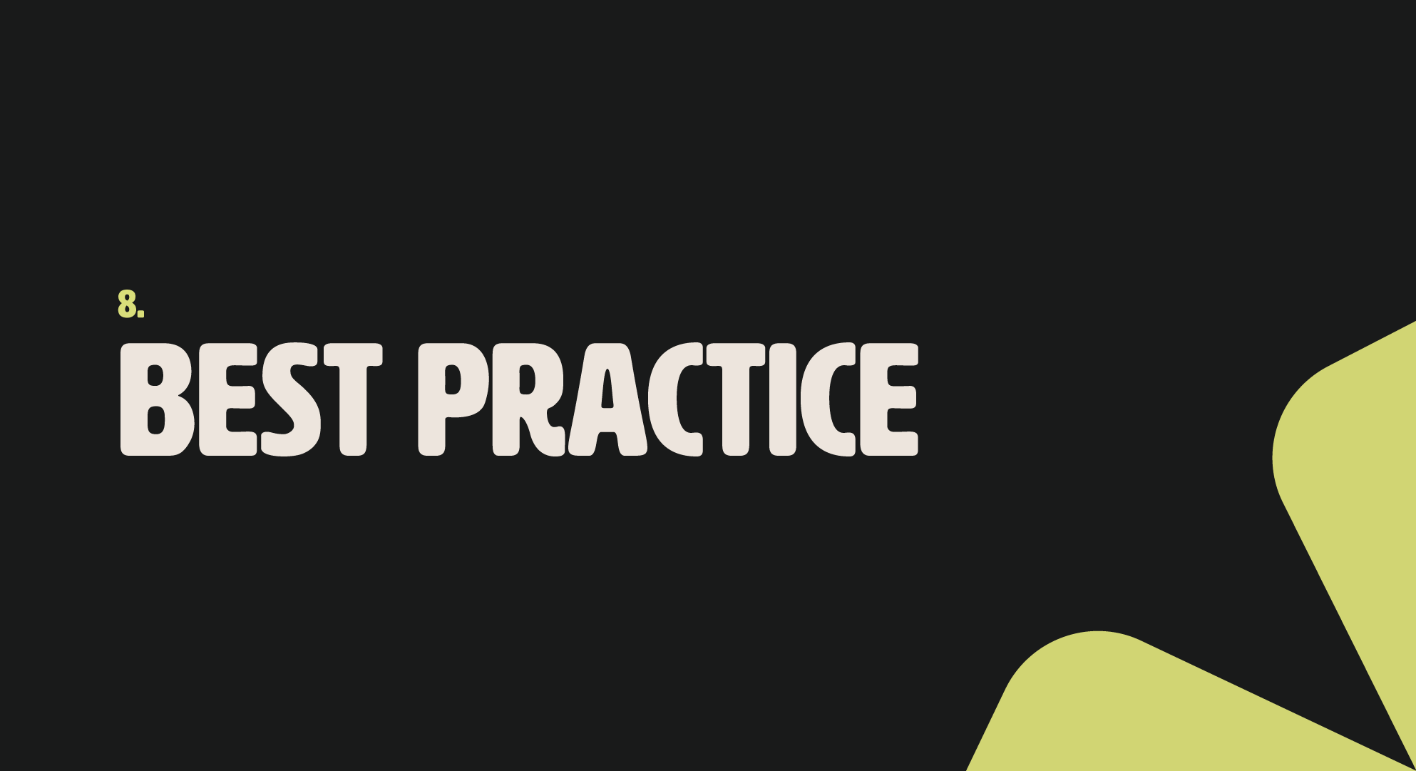 North Sphere brand guidelines, this is the title page for section 8, best practice.