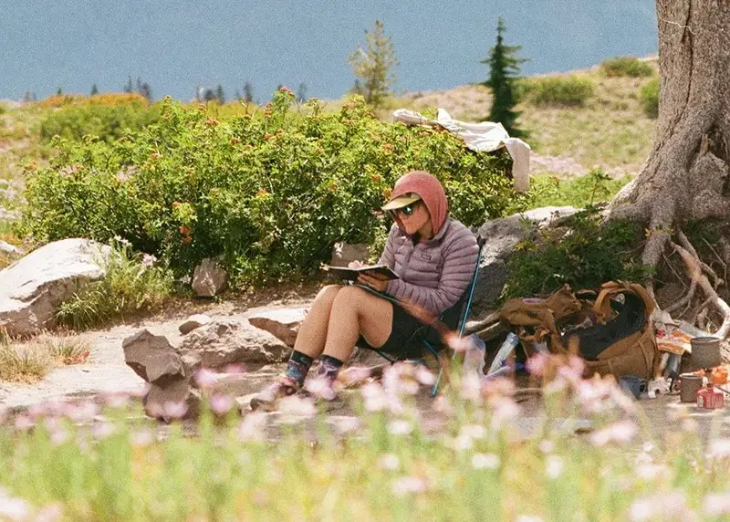 Artist sketching outdoors in Oregon