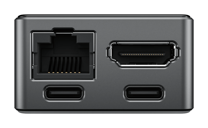 technology Back of JetKVM Mini with RJ45 and two USB ports