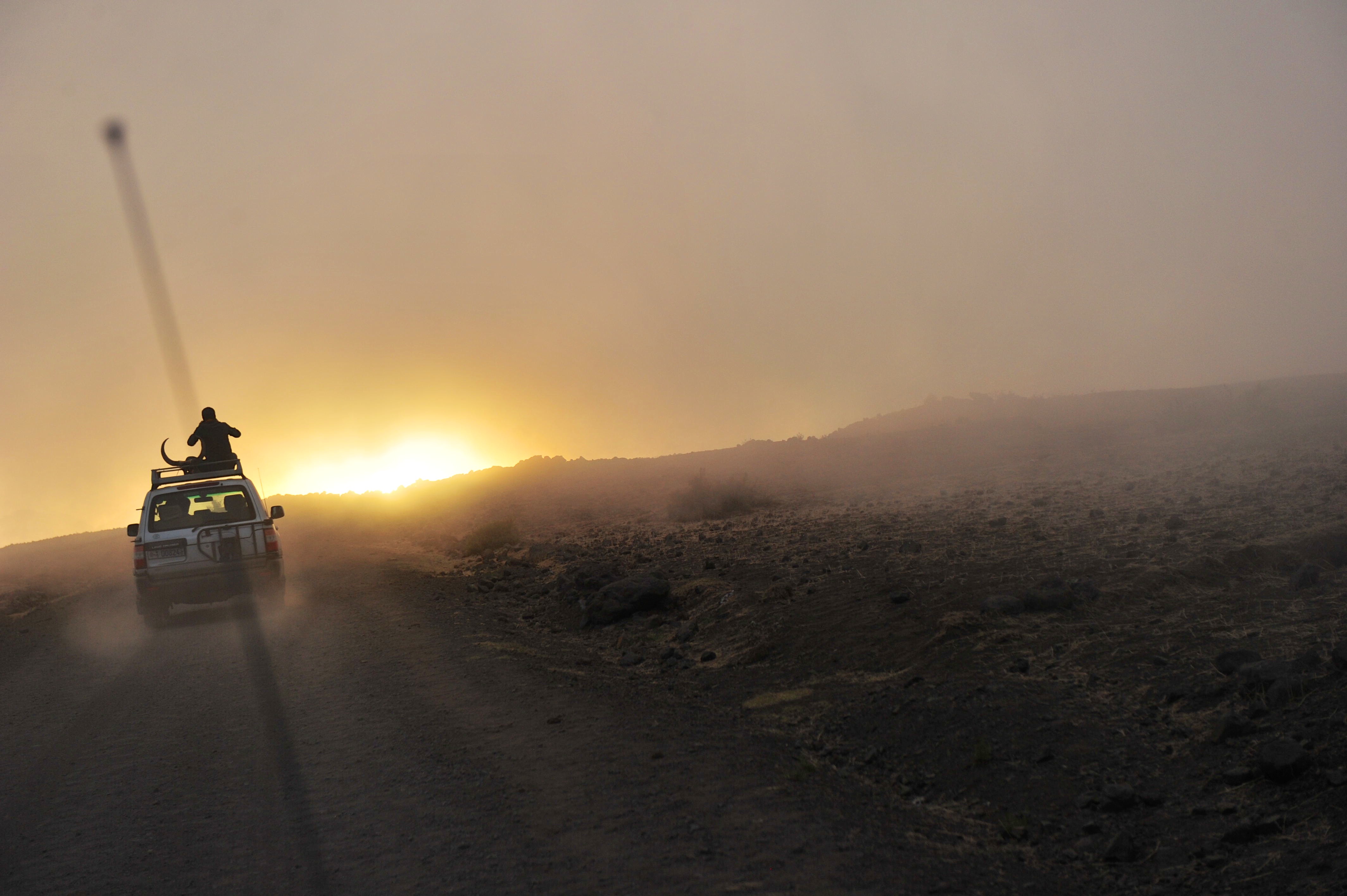Riding on top of a Land Cruiser