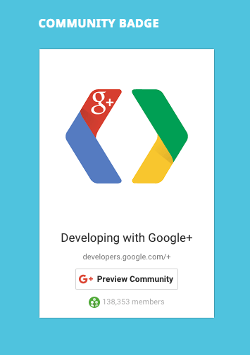 Community badge using portrait layout and light theme.