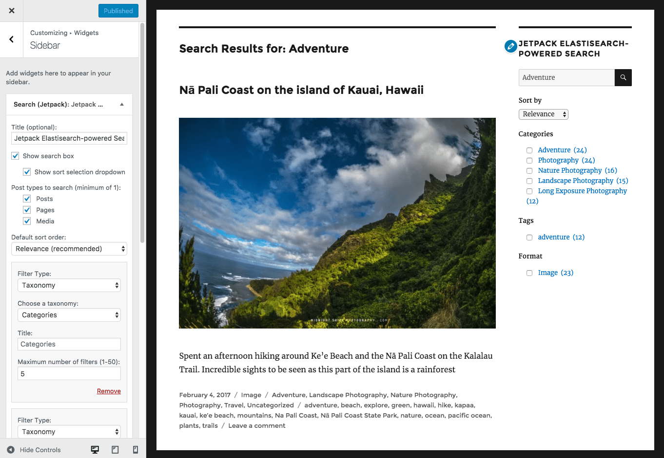 How to add the search widget · in your dashboard, click on appearance → customize → widgets. Customize Search