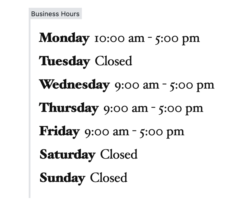 What happens when you walk into your bathroom in the middle of the night and realize that everything is s. Business Hours Block