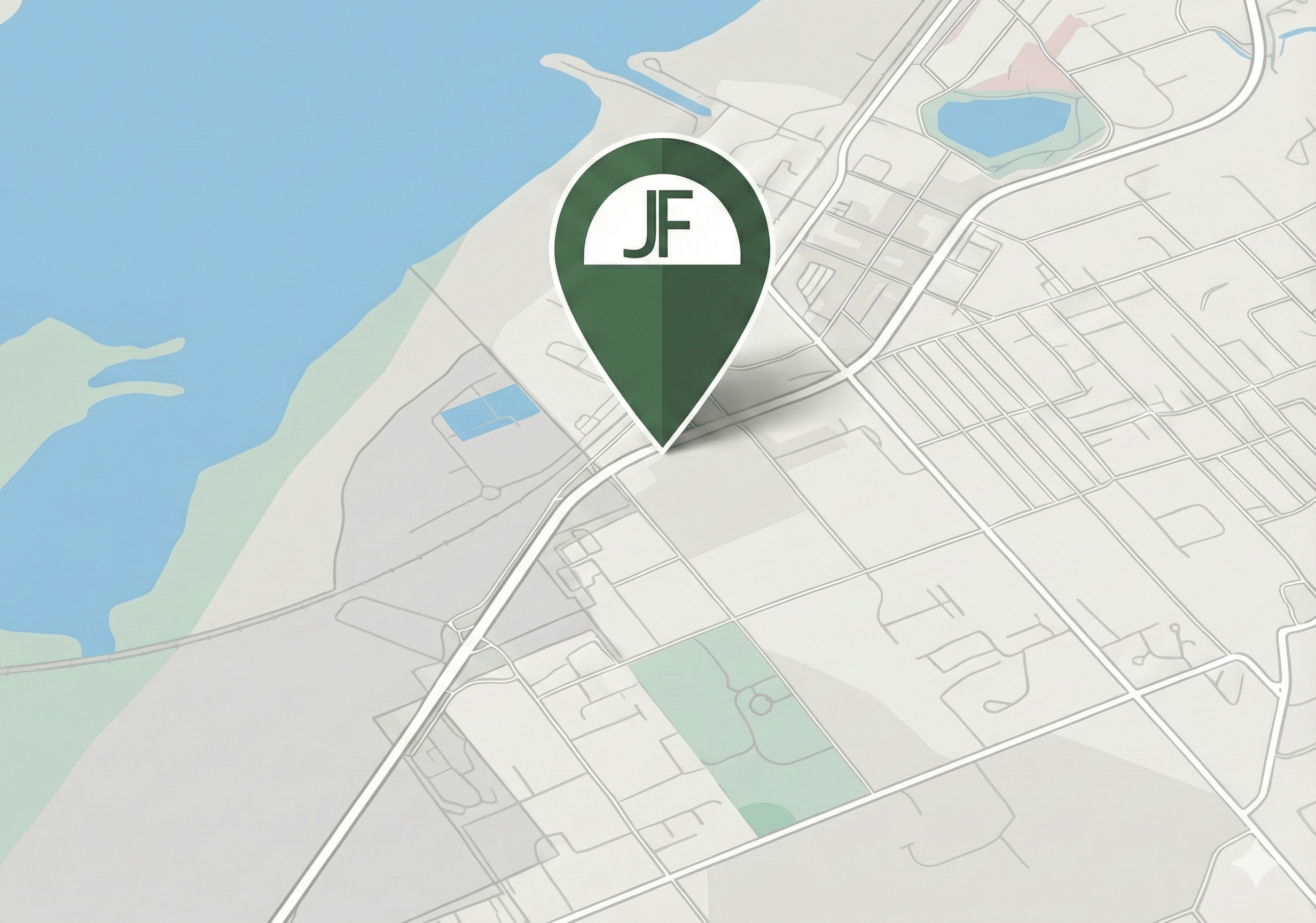 Map with location pin marked JF