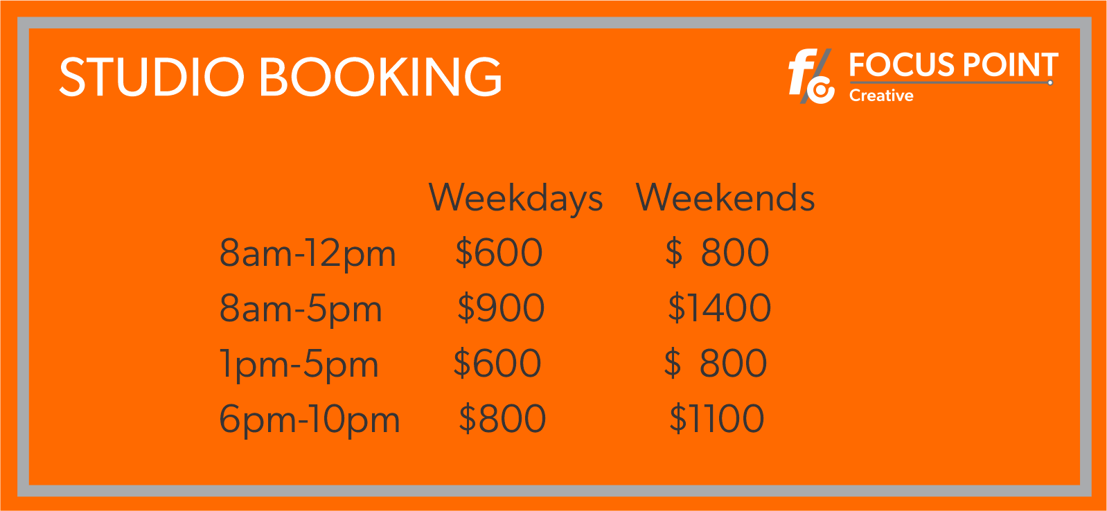 Studio Booking Rates