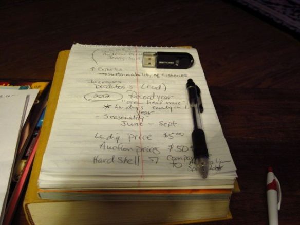 Notepad and pen (and a thumb drive).