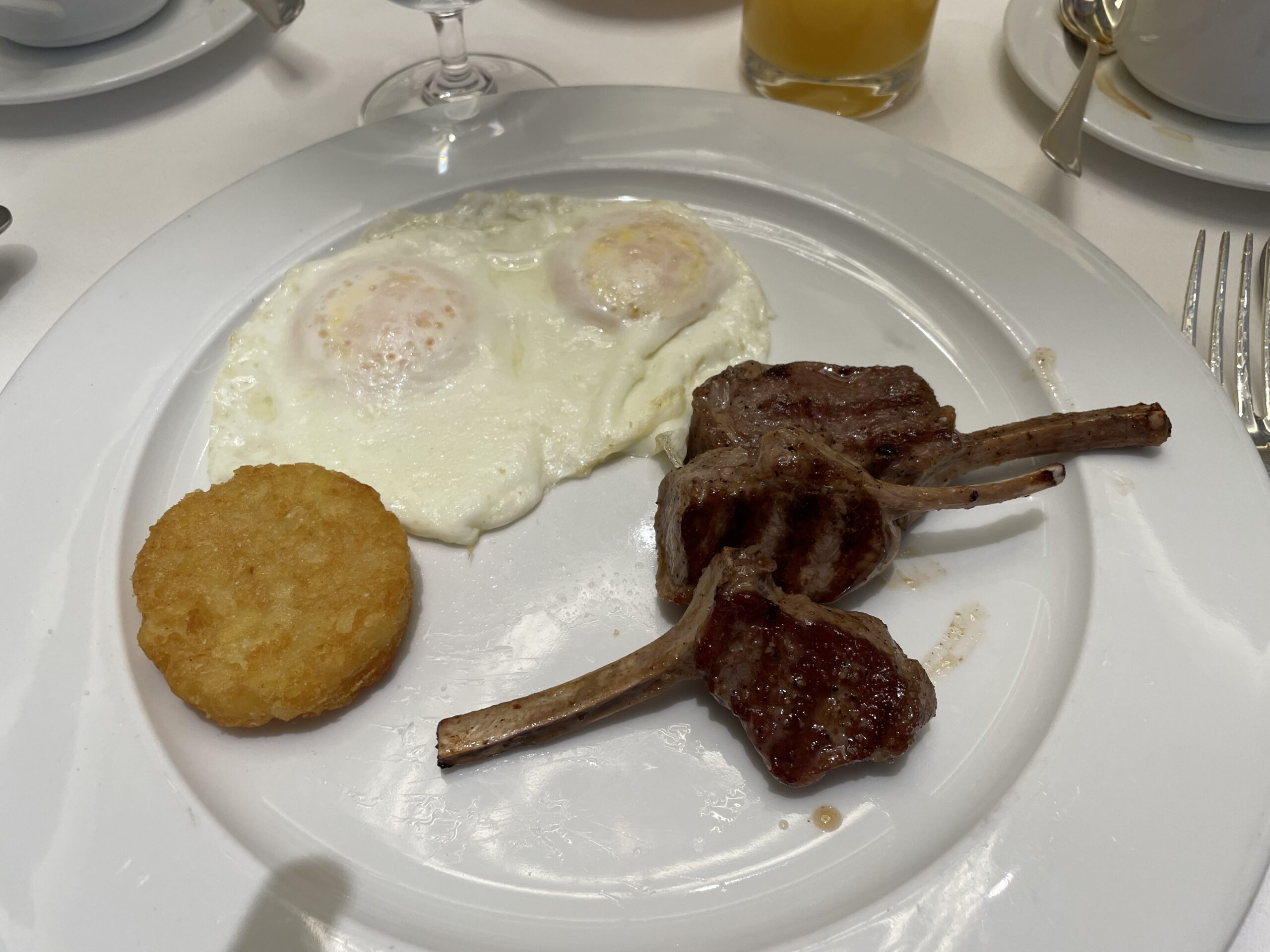 My lamb chops. Well cooked but tough.