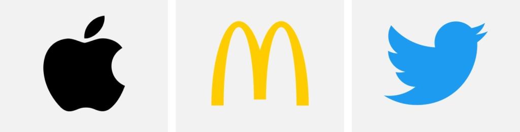 Logos pictogrammes : Apple, McDonald's, Twitter