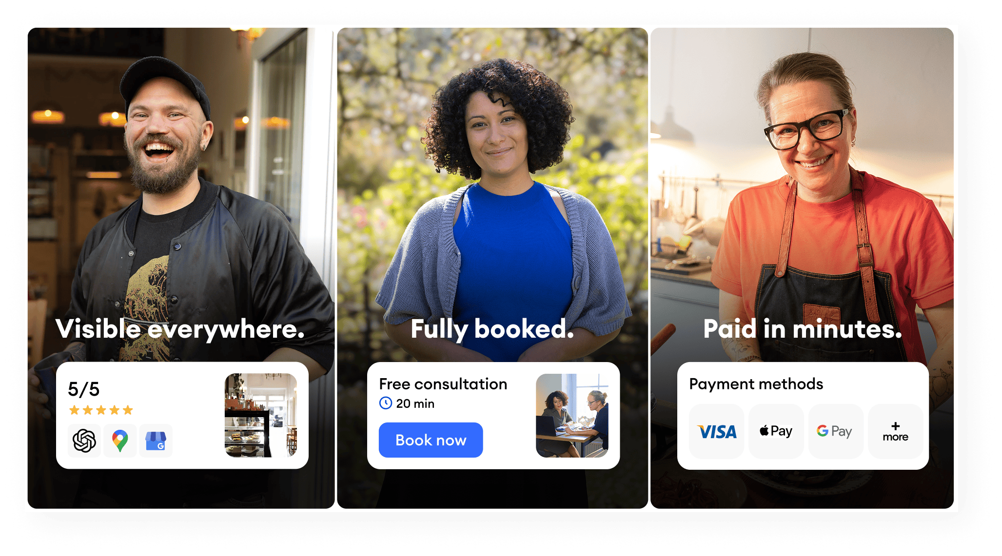 New at Jimdo: Get found, get booked, get paid.