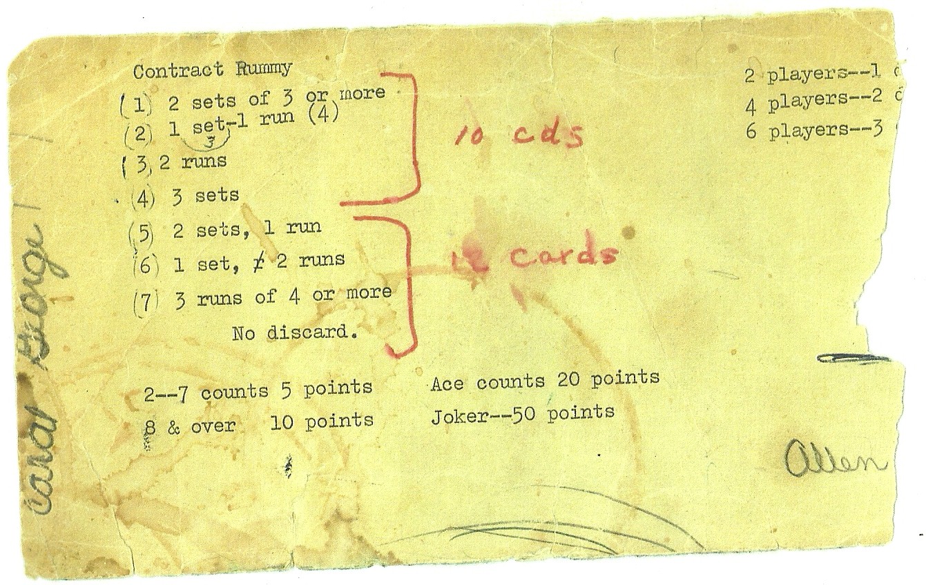 If a set cannot be made, three more cards are added. Contract Rummy With Grandma Shinn S Rules Jim Gatling S Crazy Creative Life