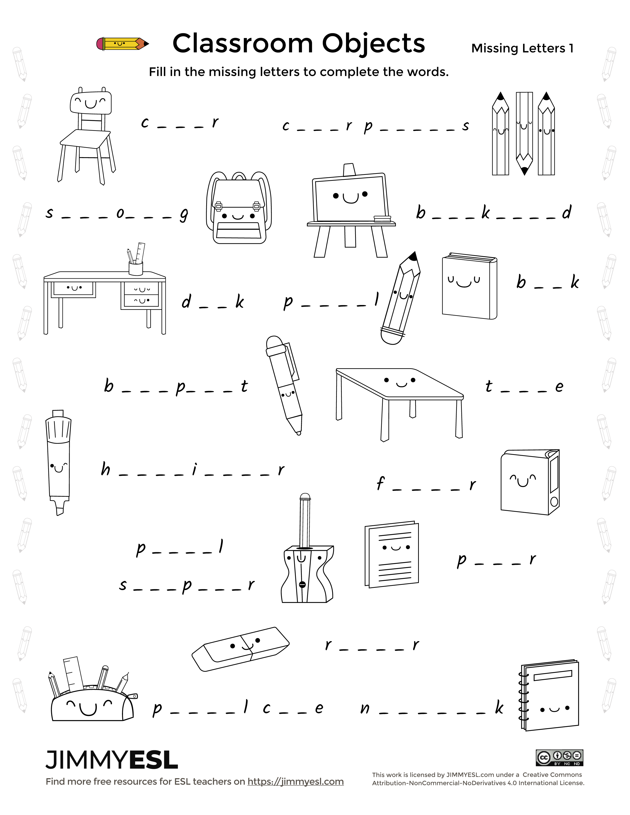 school classroom objects esl vocabulary worksheets flashcards jimmyesl
