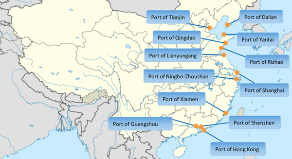Top 12 Major China Ports With All Details You Want To Know Port Map 600x327 